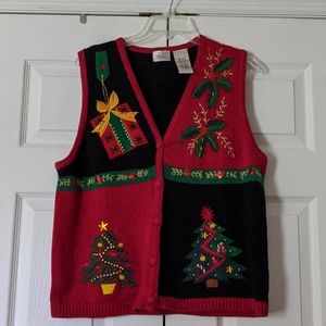 Vintage Kathie Lee tacky Christmas sweater vest